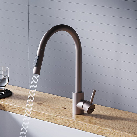 Смеситель Dorff Logic D3007511 для кухонной мойки сатин