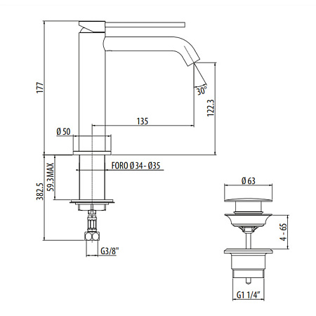 Смеситель Gattoni Circle Two 9144/91BO для раковины, белый матовый