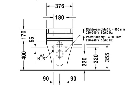 Чаша для унитаза подвесного Duravit DuraStyle SensoWash 2542590000