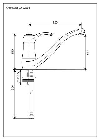Смеситель Emmevi Harmony 22095BC для кухонной мойки, белый/хром