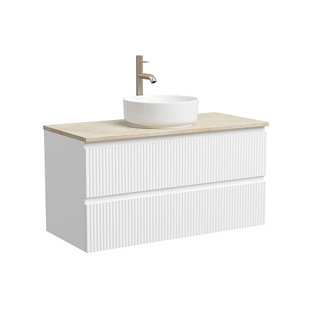 Мебель для ванной со столешницей Sancos Snob R 100 SNR100W+TT100A2X Bianco/Kreman