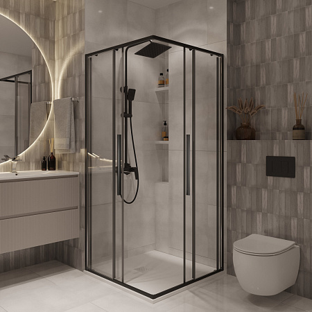 Душевой уголок Niagara Nova NG-6822-34BLACK 80x80x195 стекло прозрачное/профиль черный матовый