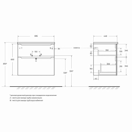Тумба под раковину BelBagno Etna ETNA-H60-700-2C-SO-BL-P 70 Bianco Lucido