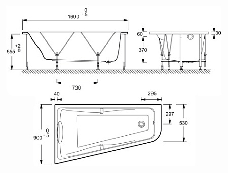 Акриловая ванна Jacob Delafon Odeon Up 160x90 L