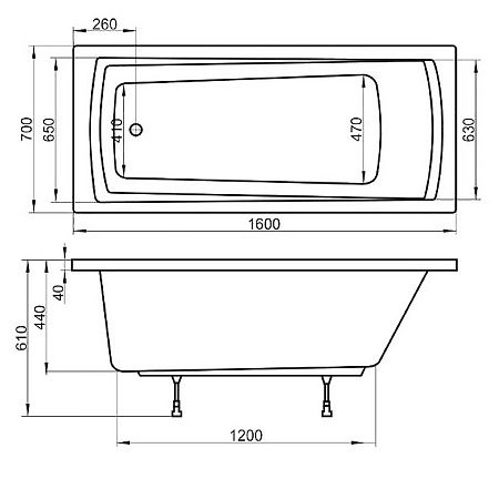 Ванна акриловая Ravak Domino Plus C621R00000 160x70