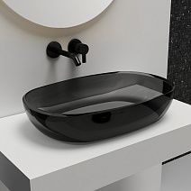 Раковина накладная прозрачная ABBER Kristall AT2805Onyx черный