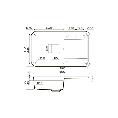 Кухонная мойка Omoikiri Tasogare 86-DC 86х51 тёмный шоколад