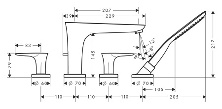 Смеситель Hansgrohe PuraVida 15446000 на борт ванны
