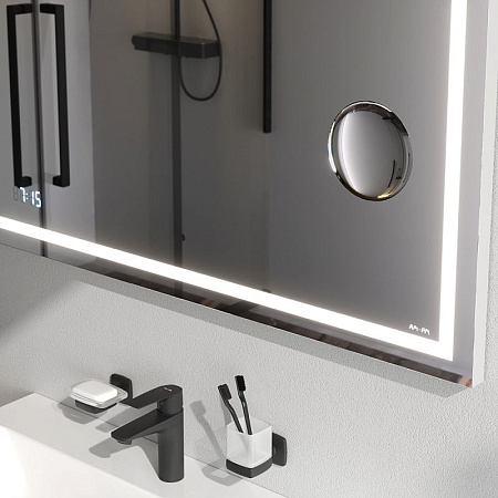 Зеркало Am.Pm Gem M91AMOX1003WG 100 с LED-подсветкой, часами и косметическим зеркалом