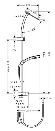 Душевая стойка Hansgrohe Inversa Cascade 27157000