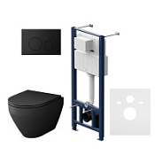 Комплект: инсталляция + клавиша + унитаз AM.PM Spirit V2.0 IS49038.701700MB черный матовый