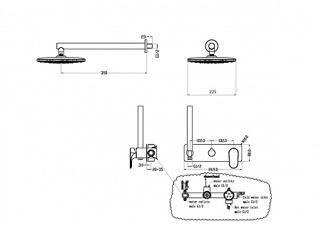 Душевой комплект Boheme Spectre 454-BR для душа, бронза