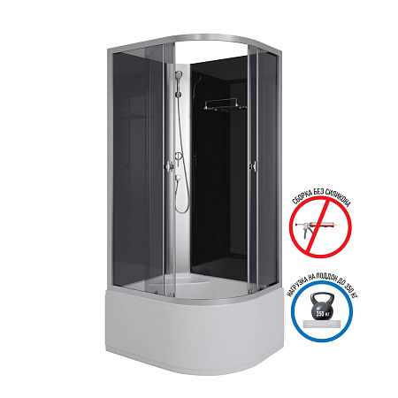 Душевая кабина Niagara Eco E90/70/40L/TN/BK 90x70x195 L стекло тонированное/профиль серебро