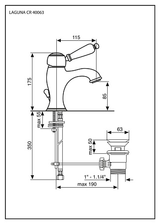 Смеситель Emmevi Laguna 40063OR для раковины, золото