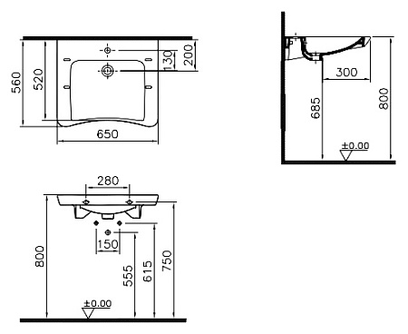 Раковина VitrA S20 5291B003-0001 65