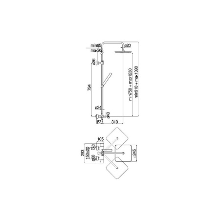 Душевая стойка Nobili Seven SE124030/50CR хром