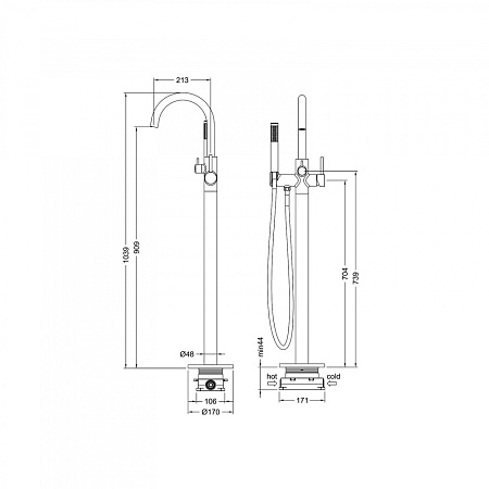 Смеситель Timo Saona 2310/03Y-CR напольный, черный