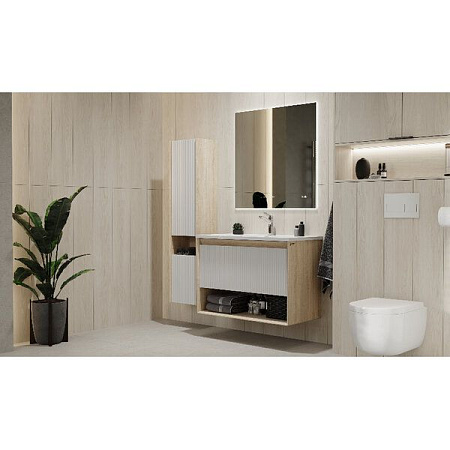 Шкаф-пенал Jorno Tossony Toss.04.140/P/SS-W/JR 33 сонома светлая/белый белый