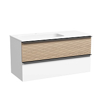 Тумба с раковиной Sancos Delta DL100LW L дуб светлый/белый