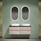 Мебель для ванной со столешницей Sancos Marmi 2.0 140 MR2.070EG+TT140A1 дуб галифакс натур/Black Sky