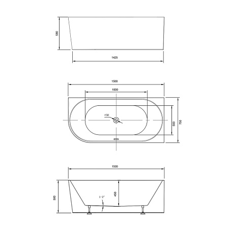 Акриловая ванна Vincea VBT-402-1500R 150x75 белый
