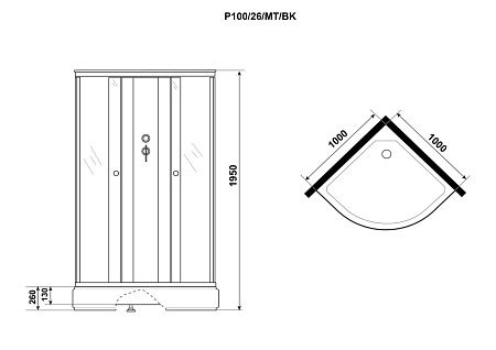 Душевая кабина Niagara Promo P100/26/MT/BK 100x100x195 L/R стекло матовое/профиль белый