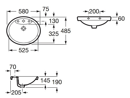 Раковина Roca Dama Senso 32751500N  58х48,5