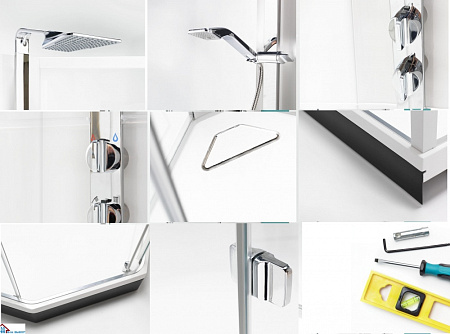 Душевая кабина IDO Showerama 8-5 4985017909 90x90 стекло прозрачное/узорчатое, профиль хром матовый