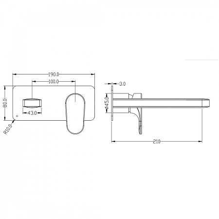Смеситель Boheme Spectre 455-B для раковины, встроенный, черный