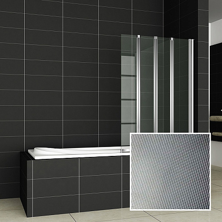 Шторка на ванну Cezares Pratico PRATICO-V-4-100/140-P-Cr-R 100 R рифленое стекло