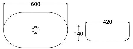 Раковина накладная BelBagno BB1084-H301 60x42x14 черный матовый