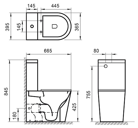 Чаша для унитаза-компакта BelBagno Sfera-r BB2141CPR