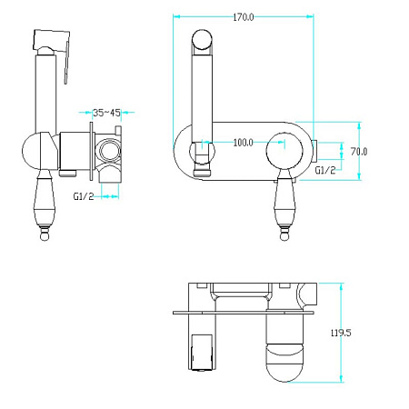 Гигиенический душ со смесителем Boheme Medici 424 бронза