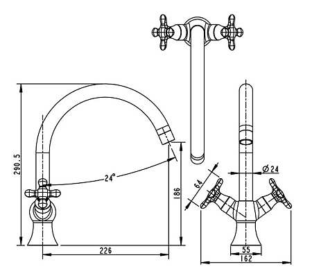 Смеситель Bravat Summer Rain F777111C  для кухни с высоким Р-изливом 