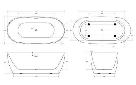 Акриловая ванна BelBagno BB415-1700-800 170x80 белый