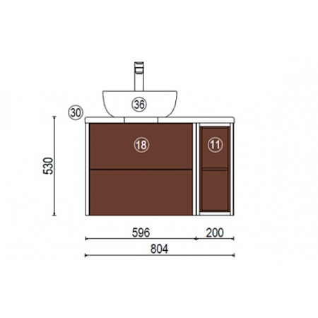 Тумба Aquaton Брук 1A201101BCDL0 20 открытая,  дуб латте