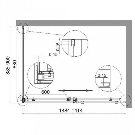 Душевой уголок BelBagno Acqua ACQUA-AH-1-140/90-C-NERO 140х90 прозрачное стекло