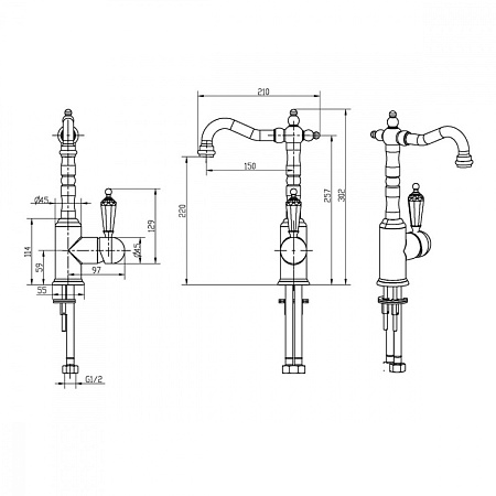 Смеситель Boheme Brillante Ripresa 342 для раковины, хром