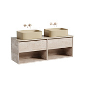 Тумба с раковиной и столешницей Sancos Marmi 1.0 140 MR1.070EG+TT140A2 дуб галифакс натурал/Kreman