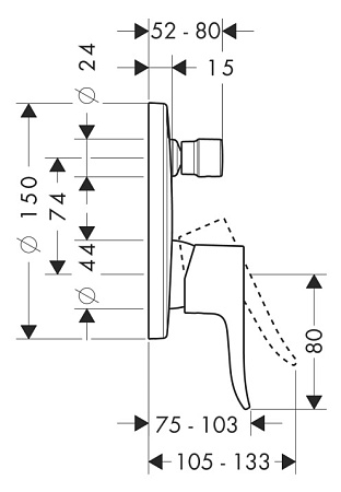 Смеситель Hansgrohe Metris 31493000 для ванны с душем, хром