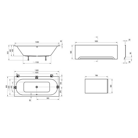 Ванна акриловая Ravak City Slim C921300000 180x80