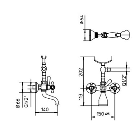 Смеситель Palazzani Adams Color 52102053 для ванны с душем золото