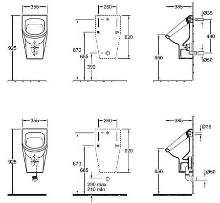 Писсуар Villeroy & Boch Architectura 55740001 подвесной, альпийский белый