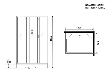 Душевая кабина Niagara Classic NG-43285-14QBKG 120x80x200 стекло матовое/профиль серебро