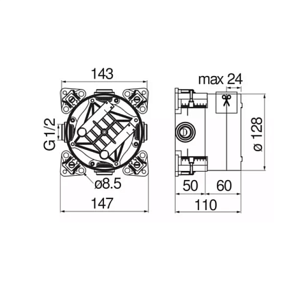 Скрытая монтажная часть Nobili WE00202 для душа