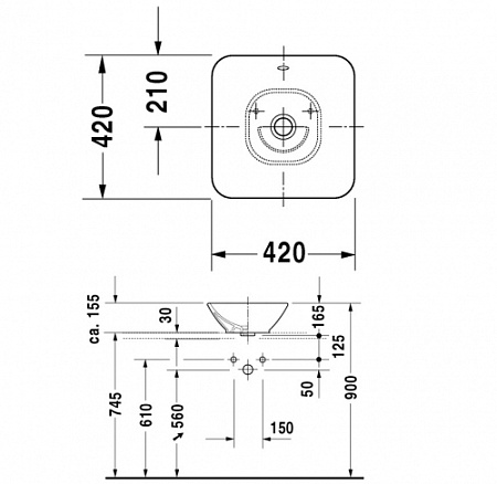 Раковина Duravit Bacino 0333420000 42х42 см