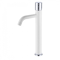 Смеситель Boheme Stick 122-WCR для раковины, ручка Diamond, белый/хром