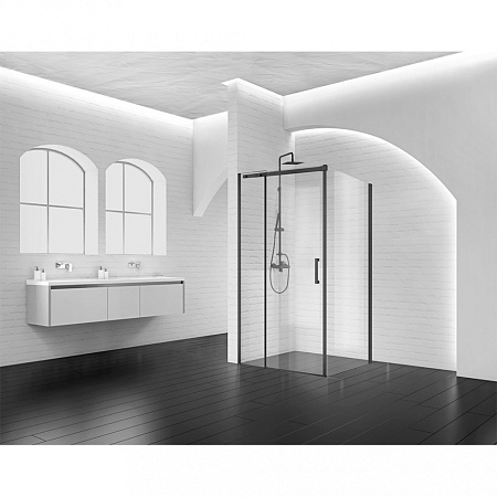 Душевой уголок BelBagno Acqua ACQUA-AH-1-140/90-C-NERO 140х90 прозрачное стекло
