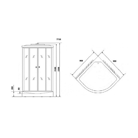 Душевая кабина Niagara Lux 7715G 90х90 см, золото