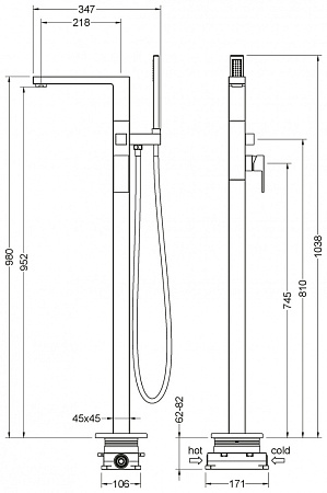 Смеситель Timo Selene 2210/03Y-CR напольный, черный